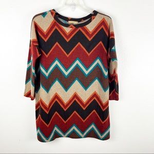 CHERISH Southwestern Aztec Print 3/4 Sleeves Tunic Top, Size Medium/Large